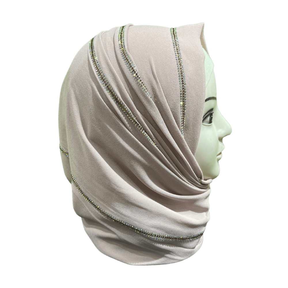 Light Purple Chiffon Party wear Scarf with Stone work - Image 2
