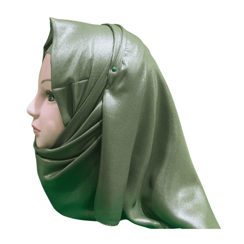Silver Shaded Green Shimmer Jorget Scarf - Image 2