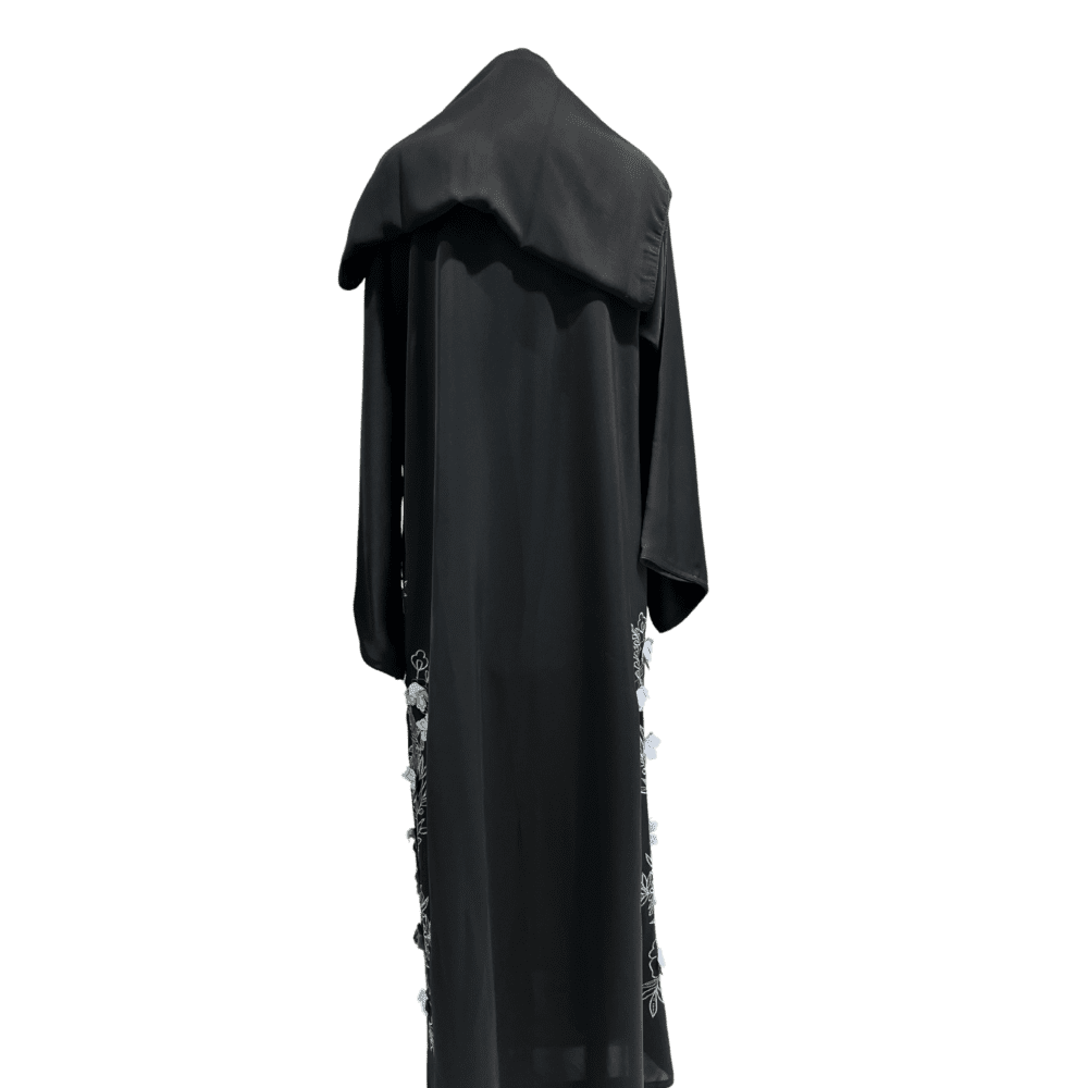 Nida Abaya with Floral Embroidery & Stone Work (With Scarf) - Image 3