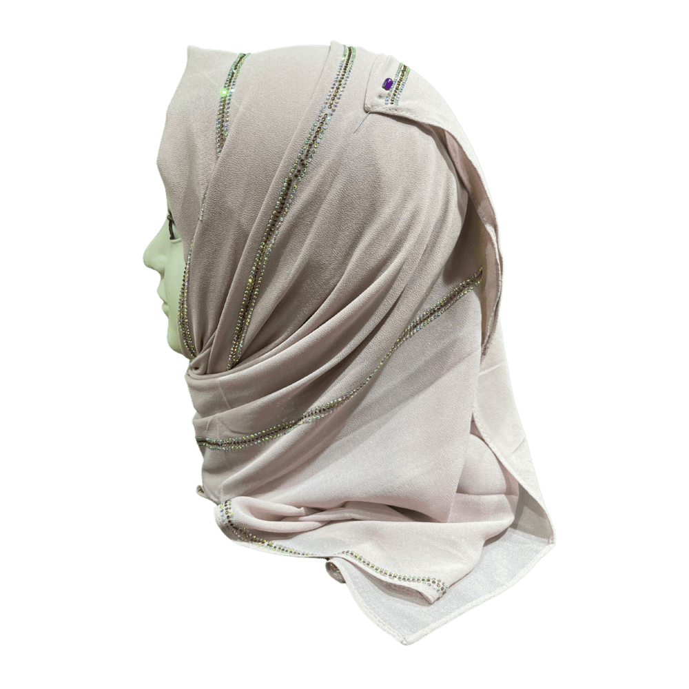 Light Purple Chiffon Party wear Scarf with Stone work - Image 4