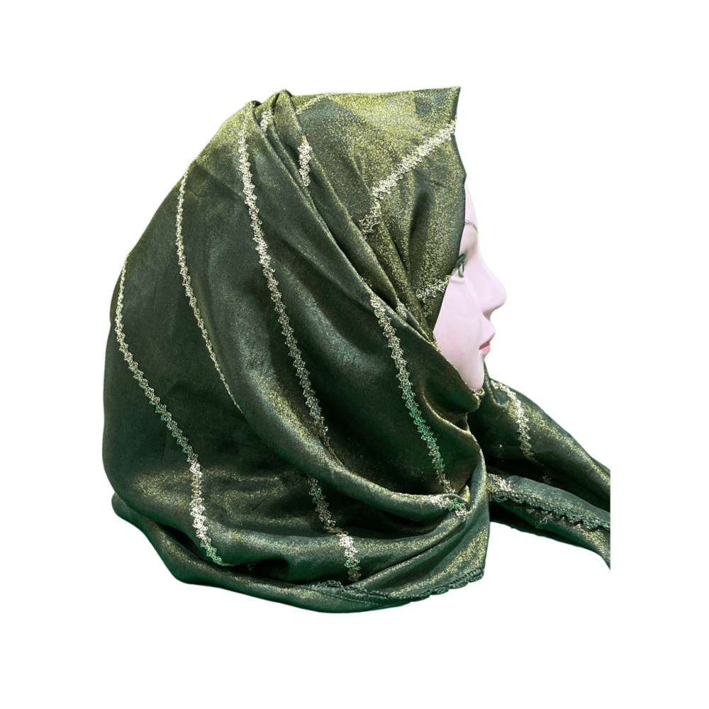 Mehendi Green Zari Work Shawl Scarf - Image 2
