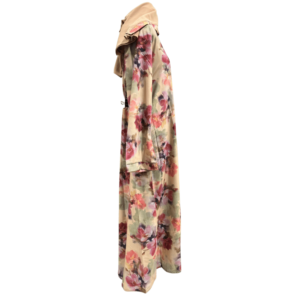 Nida Abaya with Printed Syle (No inner) (With Scarf) - Image 2