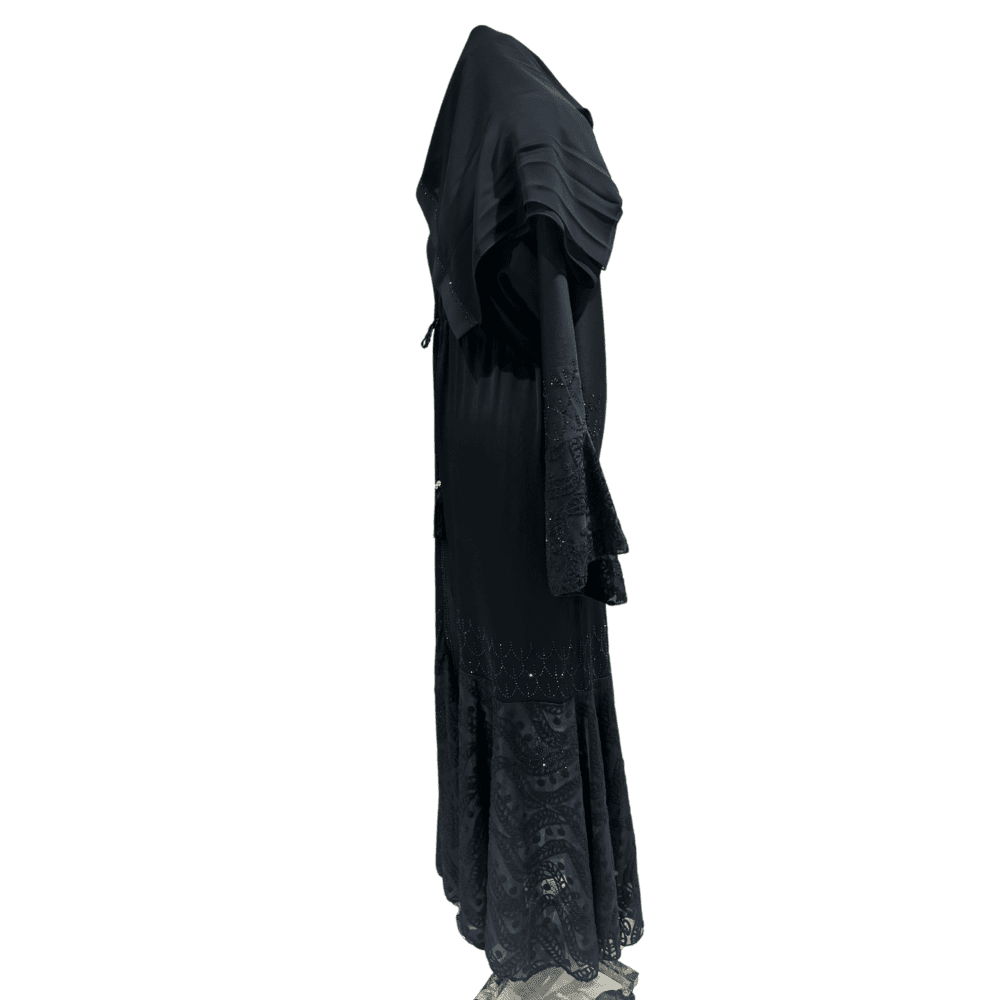 Zoom Abaya with Stone Embroidery (With Scarf) - Image 4