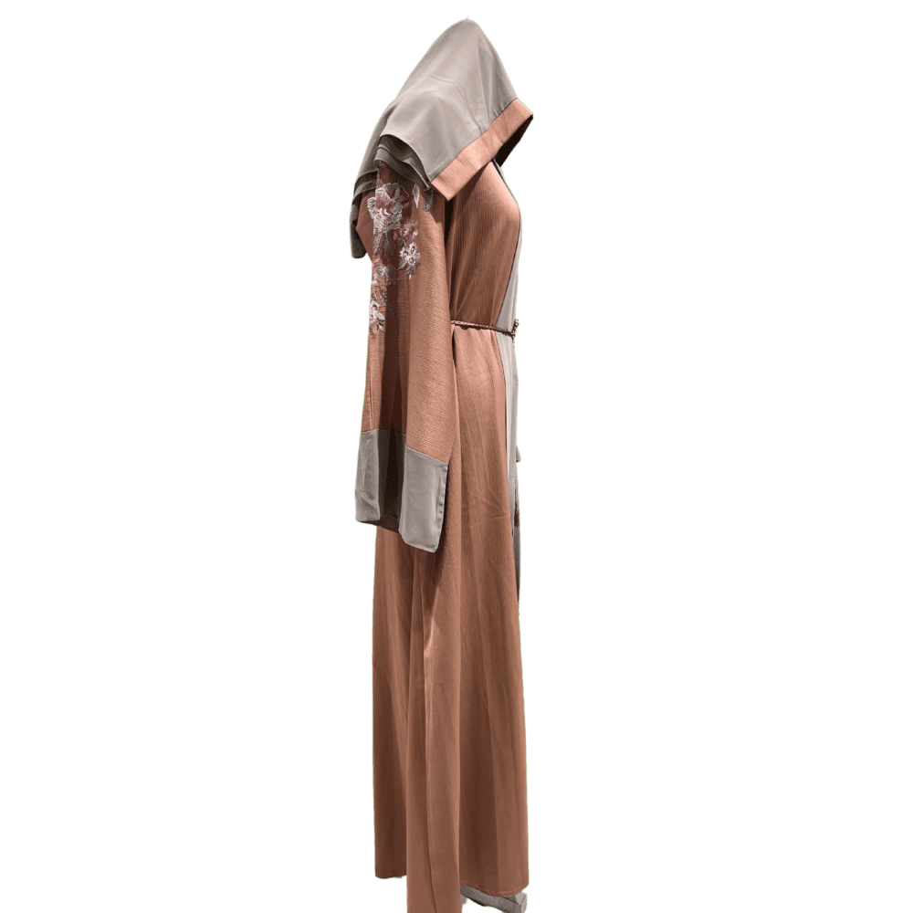 Zoom Abaya with Embroidery on Back & Scarf (With Scarf) - Image 2