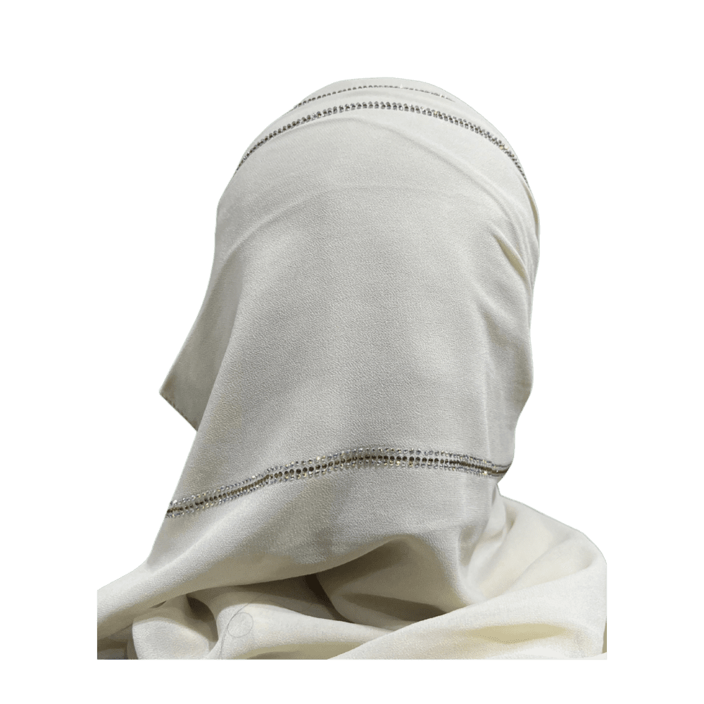 Light Lemon Yellow Chiffon Party wear Scarf with Stone work - Image 3