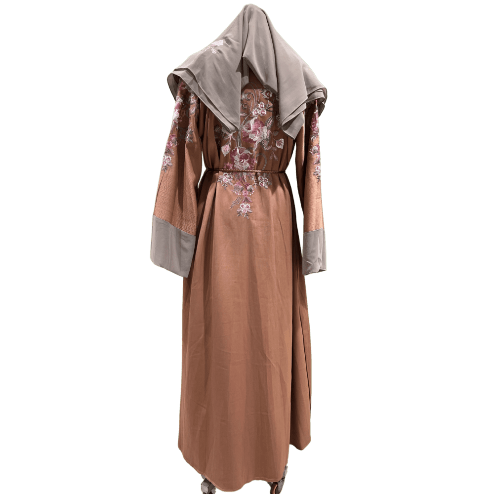 Zoom Abaya with Embroidery on Back & Scarf (With Scarf) - Image 3