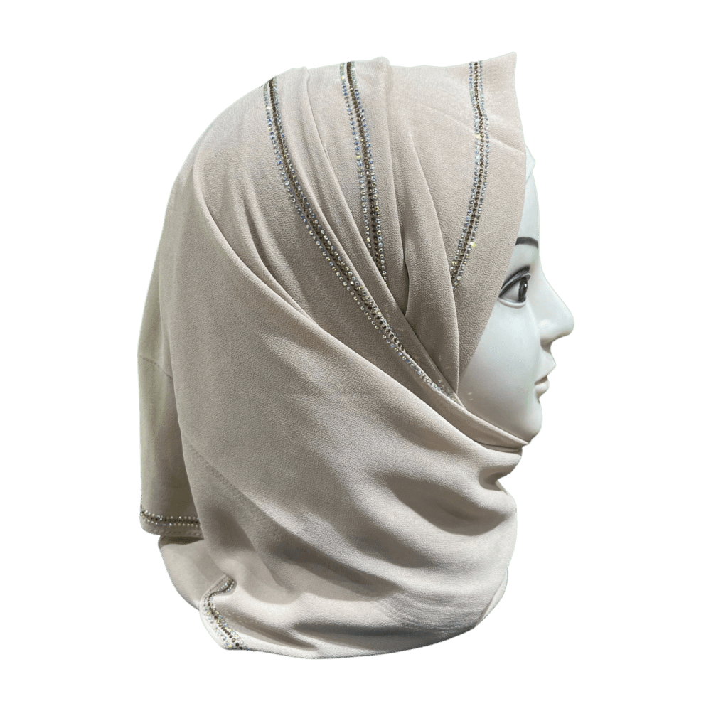 Light Cream Chiffon Party wear Scarf with Stone work - Image 2