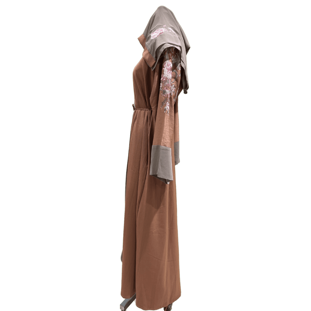 Zoom Abaya with Embroidery on Back & Scarf (With Scarf) - Image 4