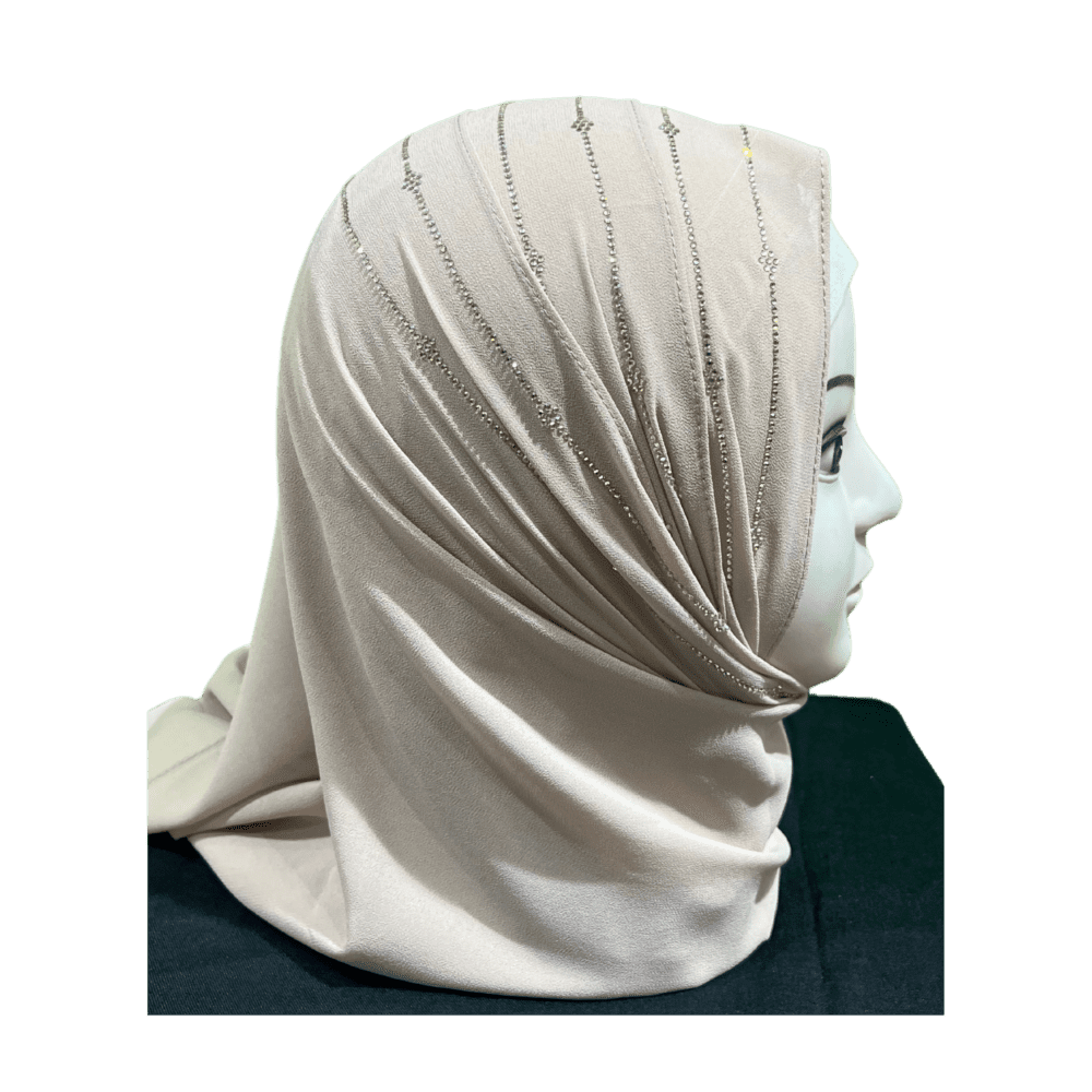 Medium Grey Chiffon Party wear Scarf with Stone work - Image 2
