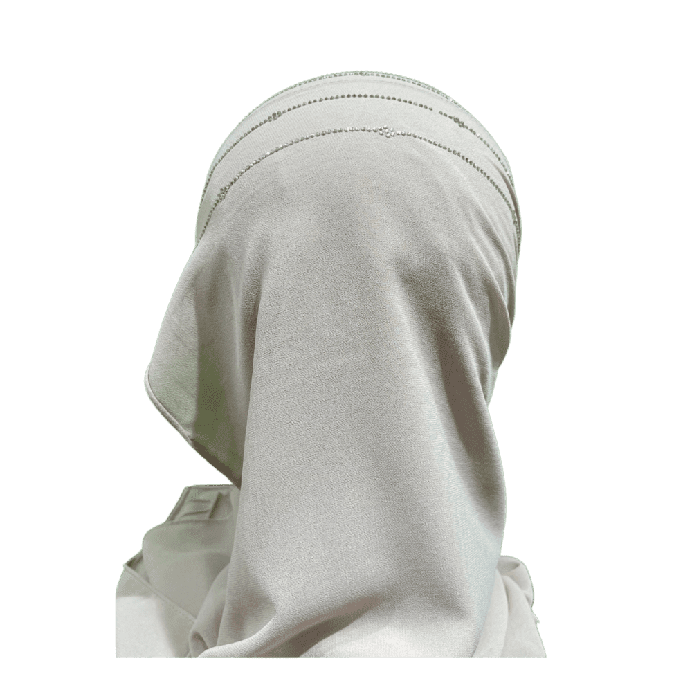 Medium Grey Chiffon Party wear Scarf with Stone work - Image 3