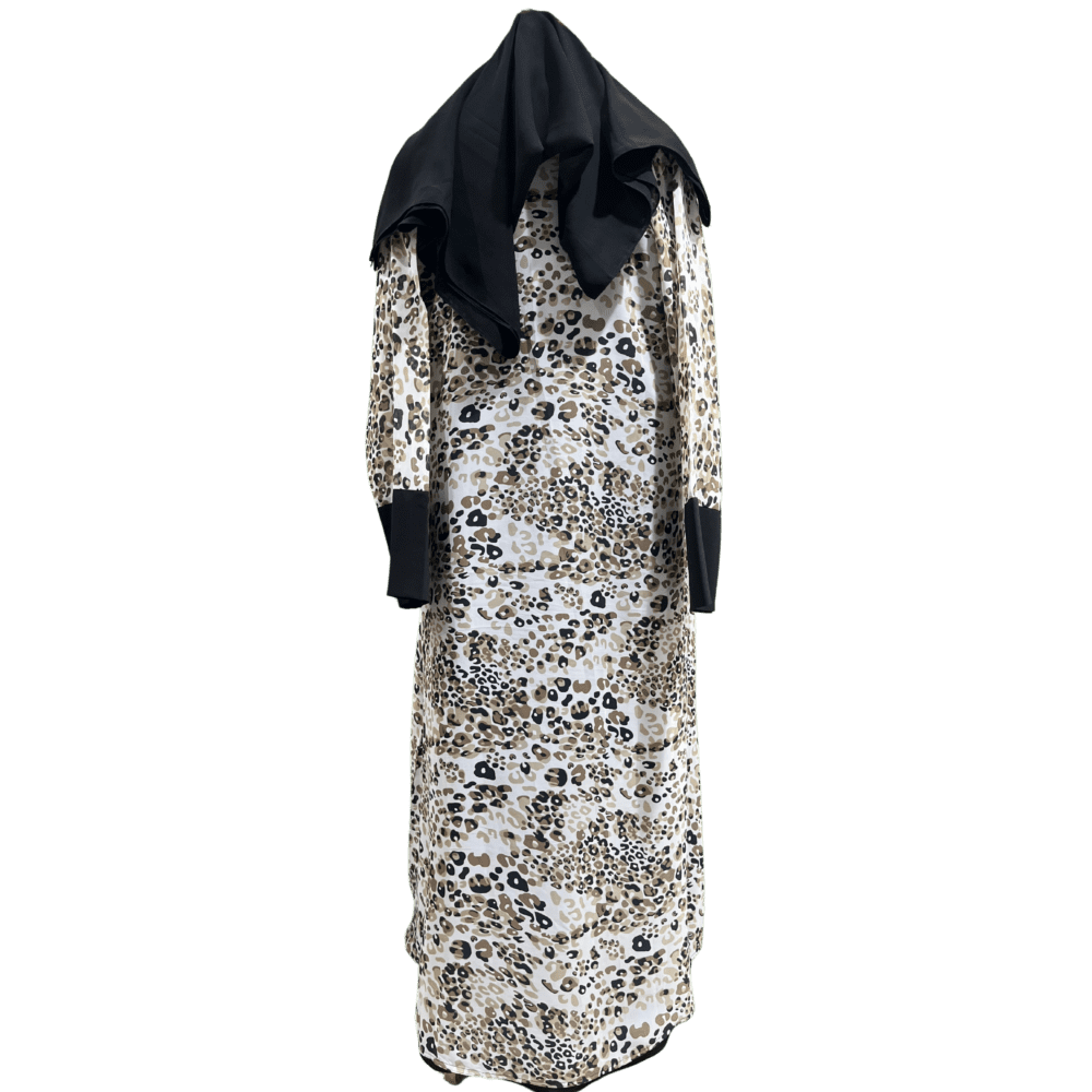 Nida Abaya with Printed Syle (Inner Nida Outer Chiffon) (With Scarf) - Image 3