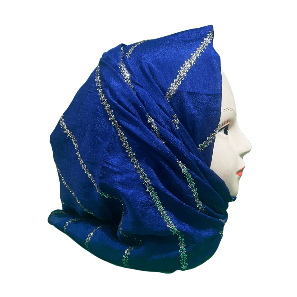 Ink Blue Zari Work Scarf - Image 3