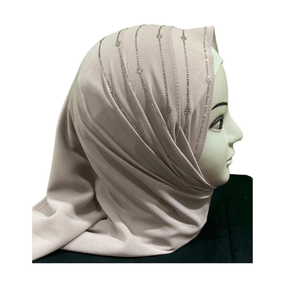 Light Cream Chiffon Party wear Scarf with Stone work - Image 2