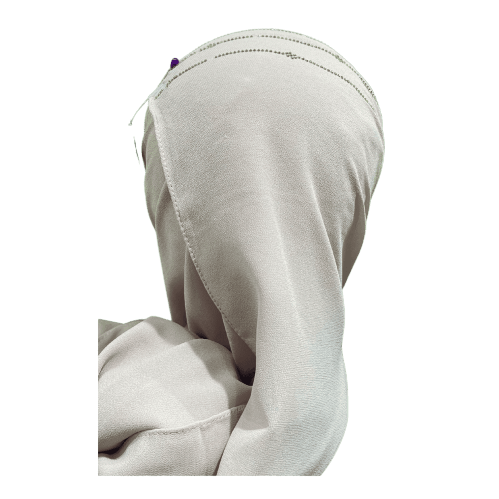 Light Cream Chiffon Party wear Scarf with Stone work - Image 3