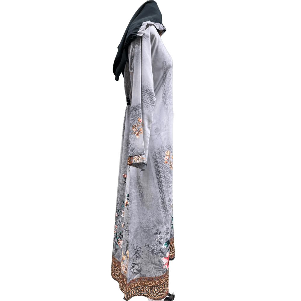 Nida Abaya with Printed Syle (No inner) (With Scarf) - Image 2