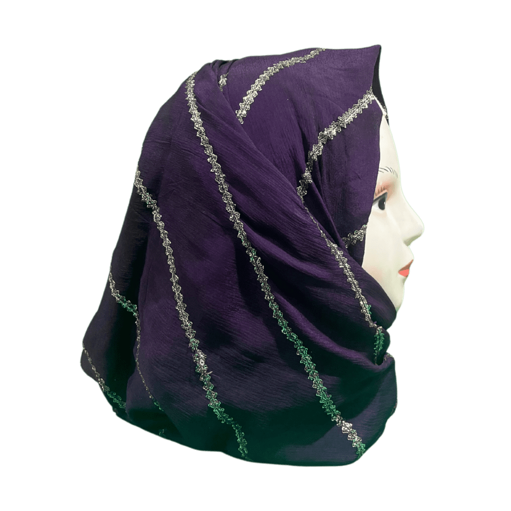 Dark Purple Zari Work Scarf - Image 2