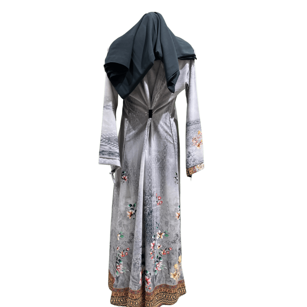 Nida Abaya with Printed Syle (No inner) (With Scarf) - Image 3