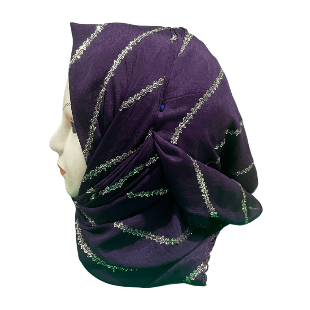 Dark Purple Zari Work Scarf - Image 3