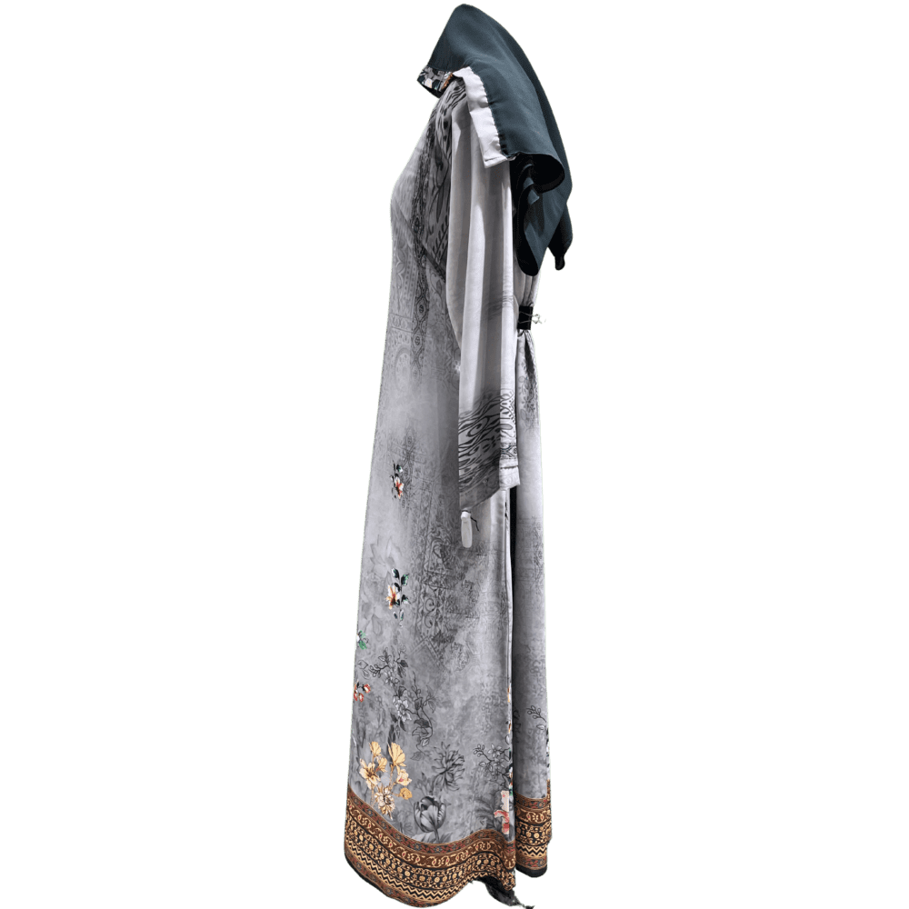 Nida Abaya with Printed Syle (No inner) (With Scarf) - Image 4