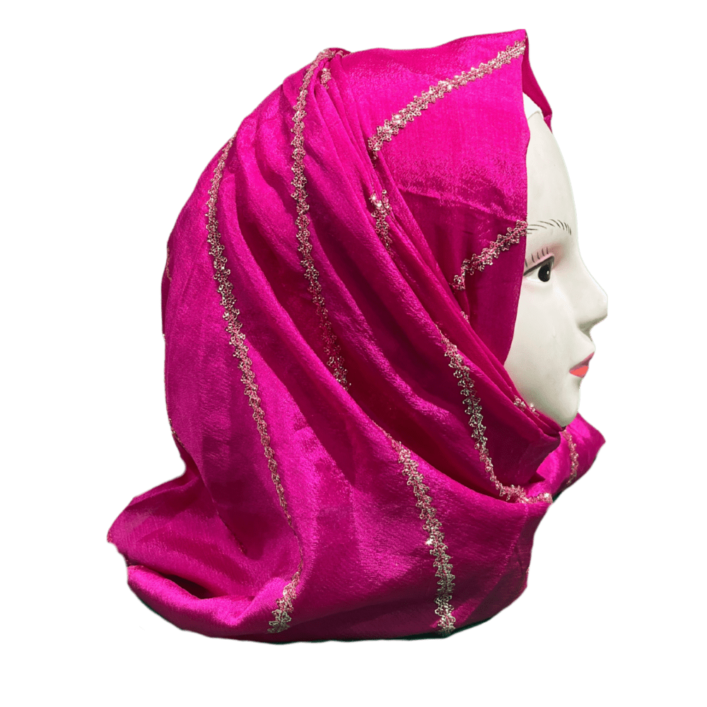 Rani Pink Zari Work Scarf - Image 2