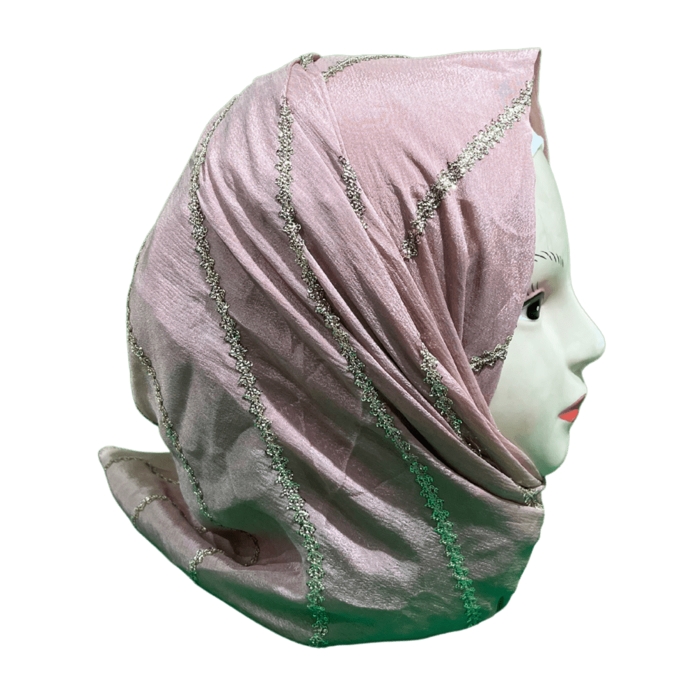 Light Peach Zari Work Scarf - Image 2