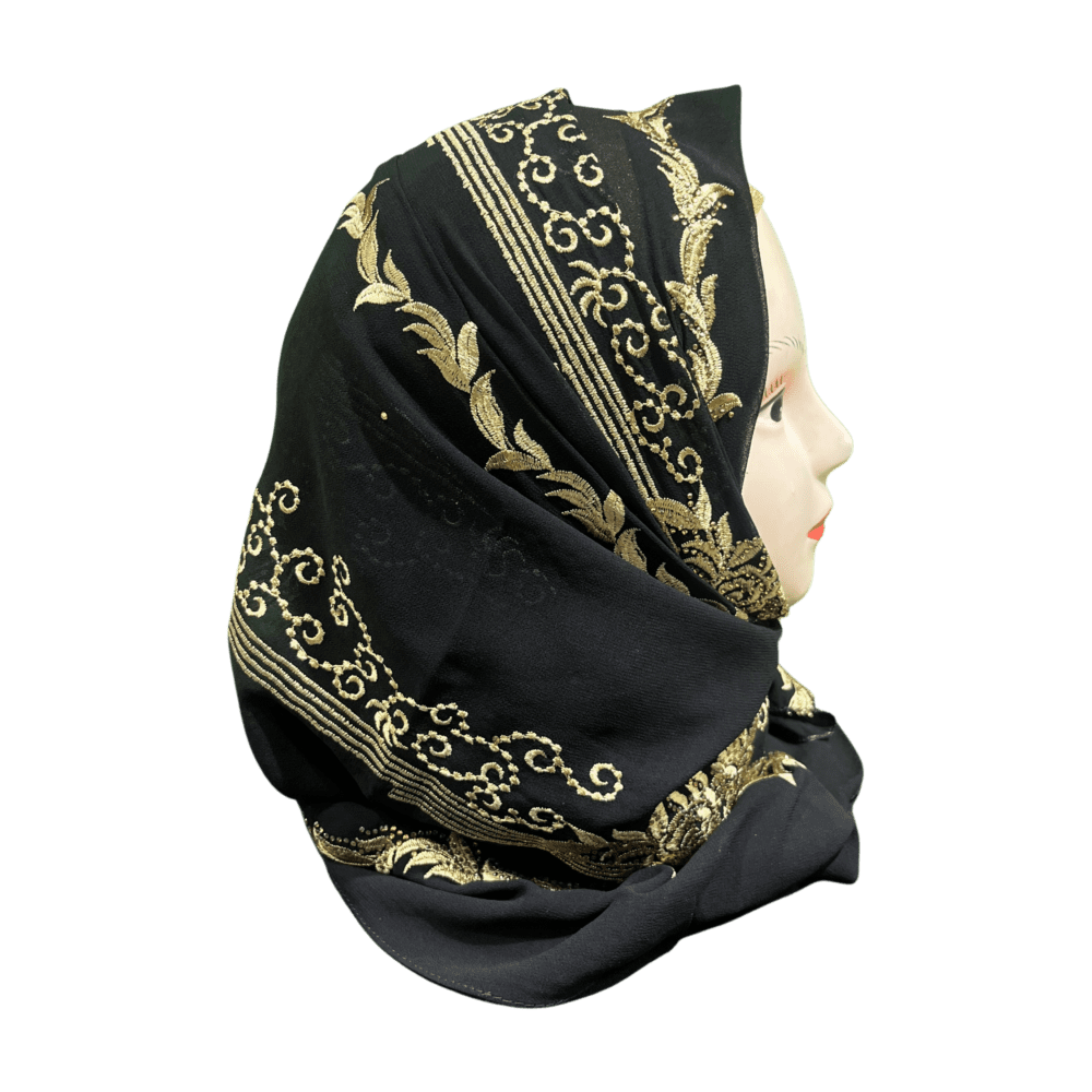 Blacky Gold Siwen Scarf with Stone work and Embroidery - Image 2