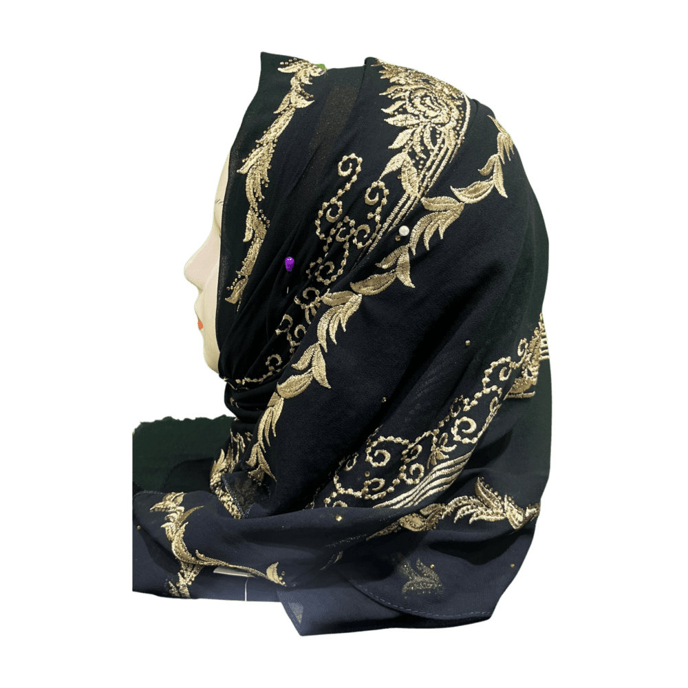 Blacky Gold Siwen Scarf with Stone work and Embroidery - Image 4