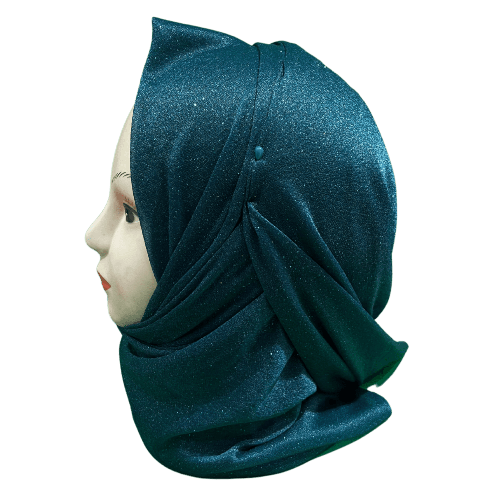 Peacock Green Shimmer Shawl Scarf - Image 3