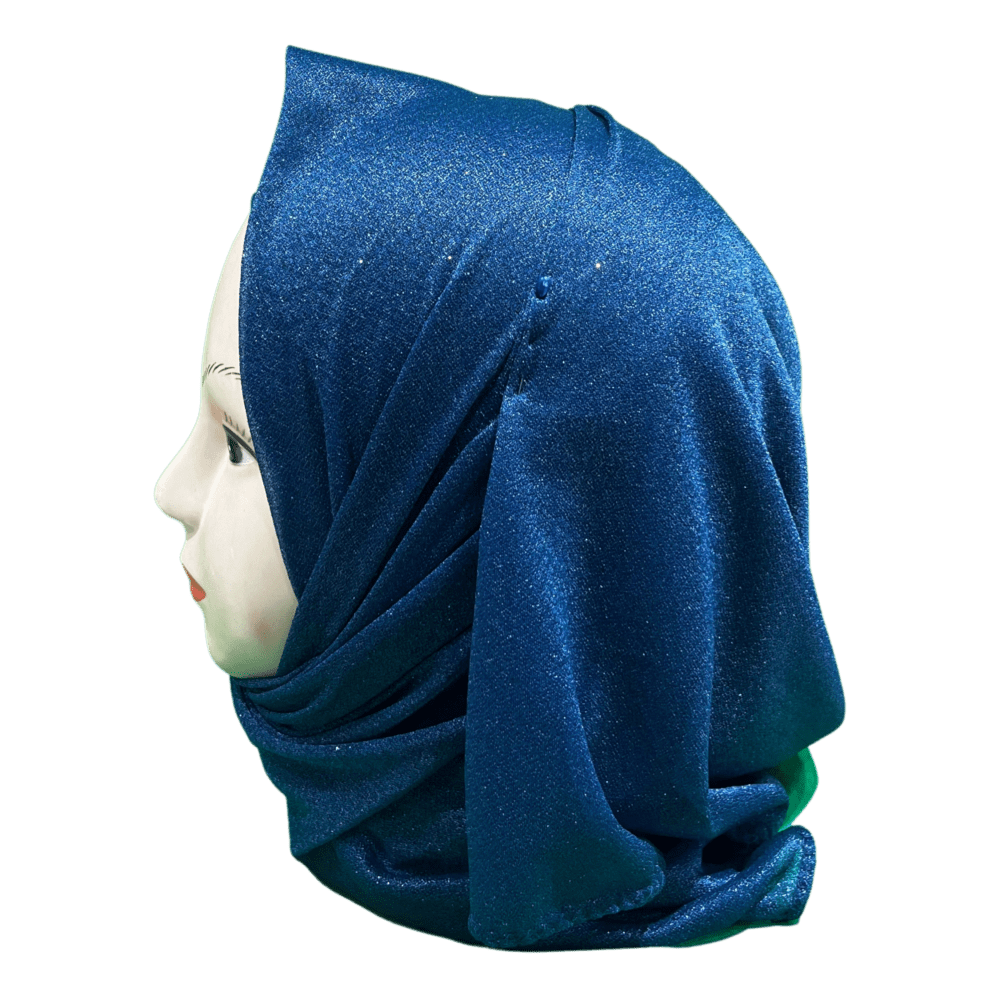 Peacock Blue Shimmer Shawl Scarf - Image 3