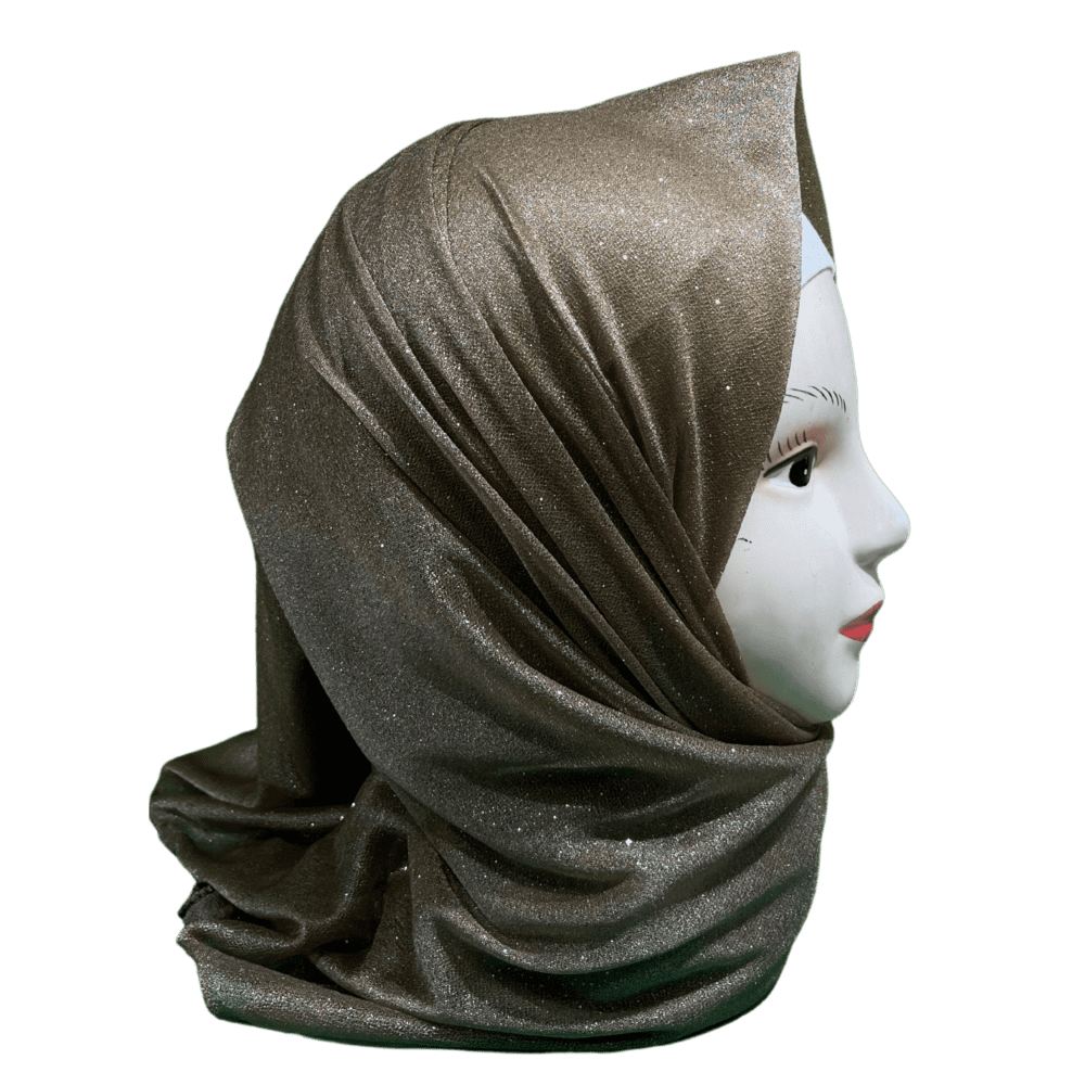 Brownish Gold Shimmer Shawl Scarf - Image 2