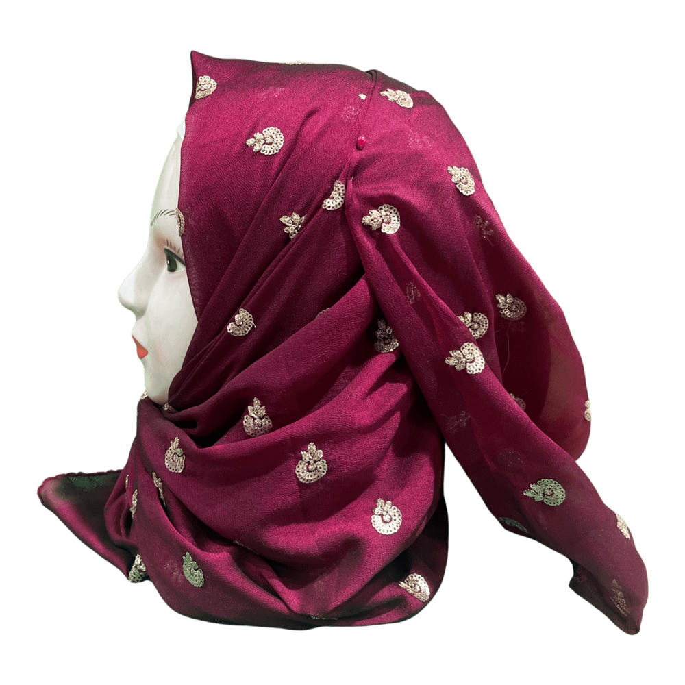 Maroon Zari Work Shawl Scarf - Image 3