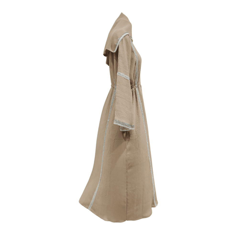 Zoom Fabric Abaya with Stone work and Belt (With Scarf) - Image 2