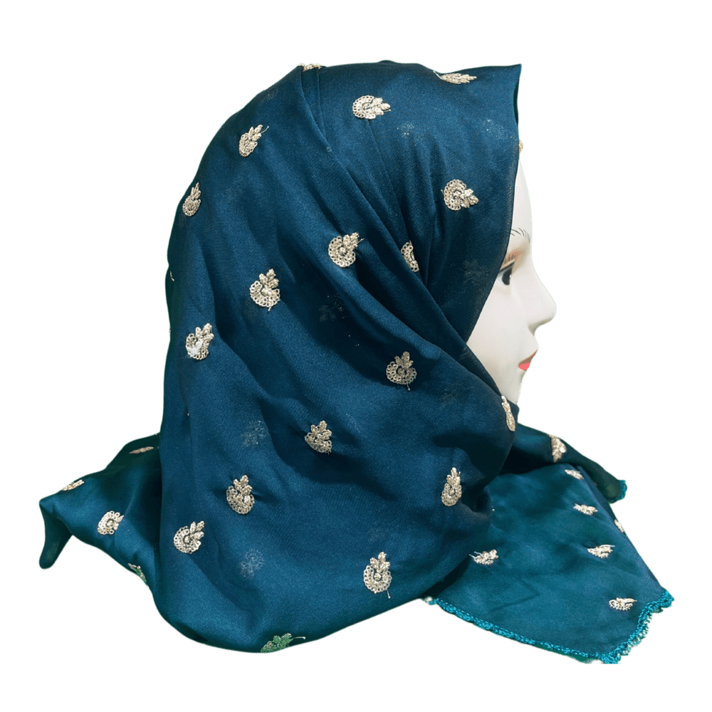 Peacock Green Zari Work Shawl Scarf - Image 2