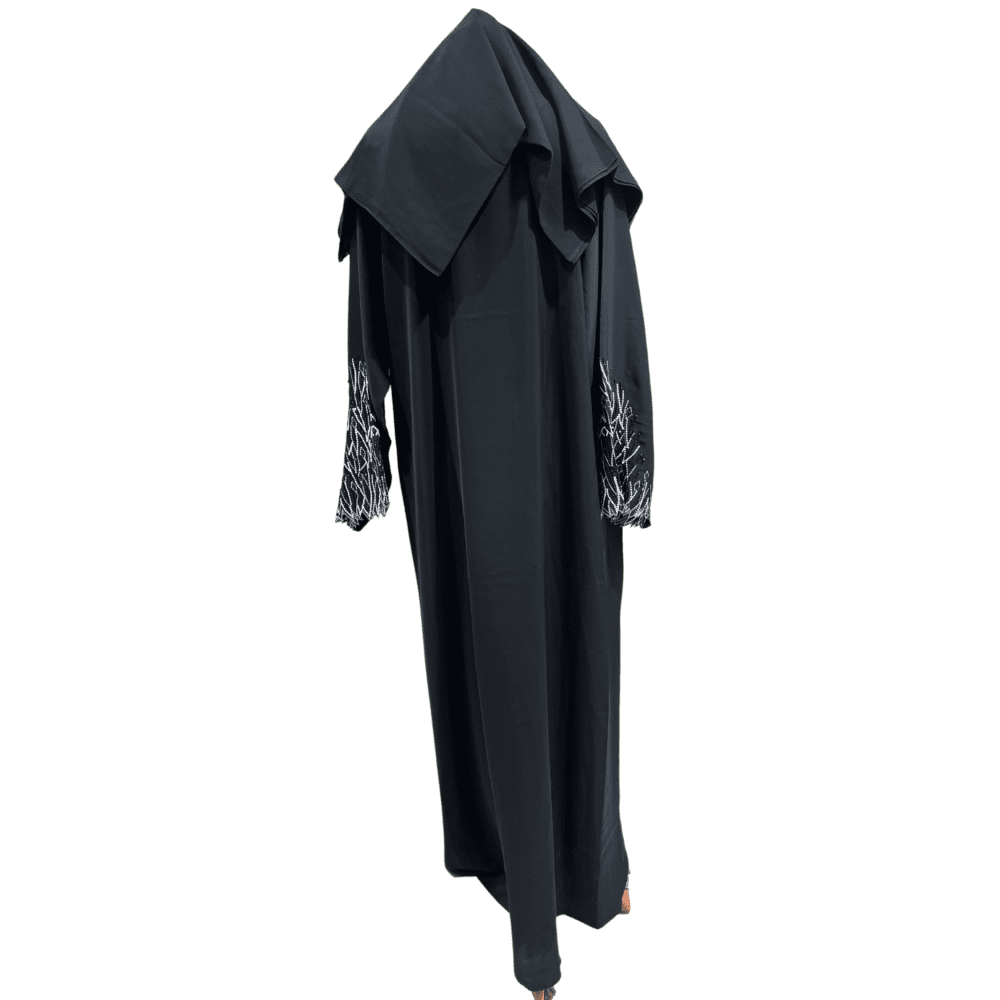 Nida Abaya with Embroidery & Stone Work on Hands (With Scarf) - Image 3