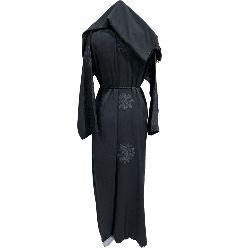 Zoom Abaya with Stone Work & Embroidery (With Scarf) - Image 3