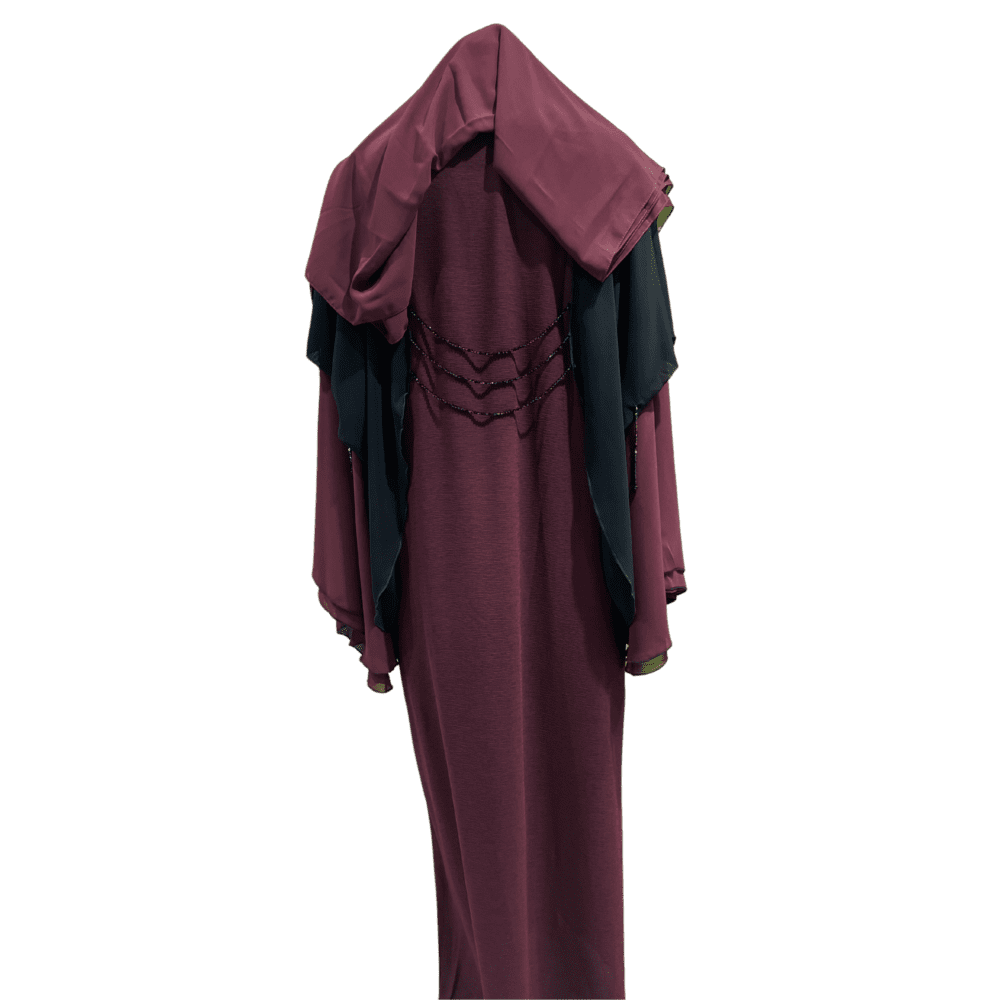 Jute Abaya with Chiffon on Hands (With Scarf) - Image 3