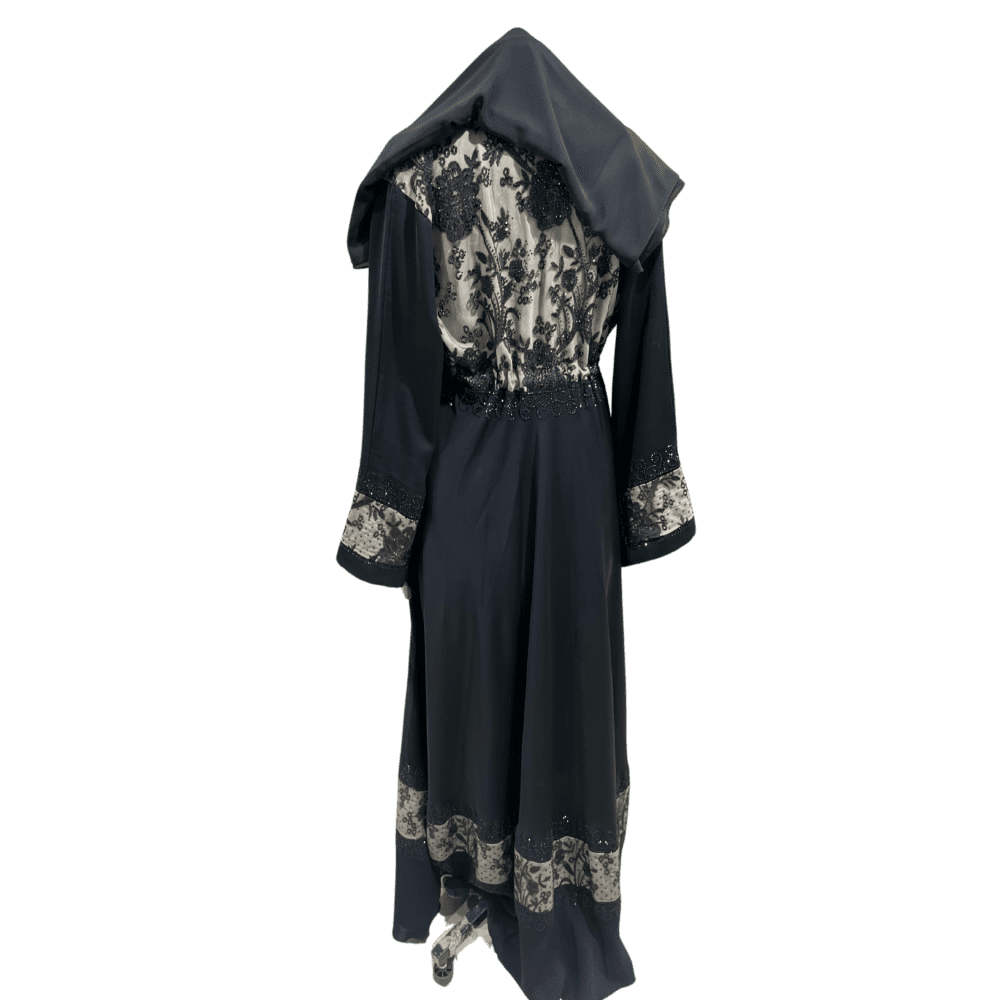 Nida Umbrella Abaya with Stone Work & Net (With Scarf) - Image 3