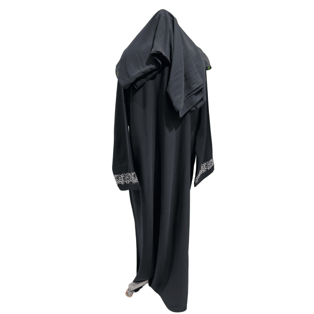 Nida Abaya with Embroidery on Sleeves (With Scarf) - Image 3