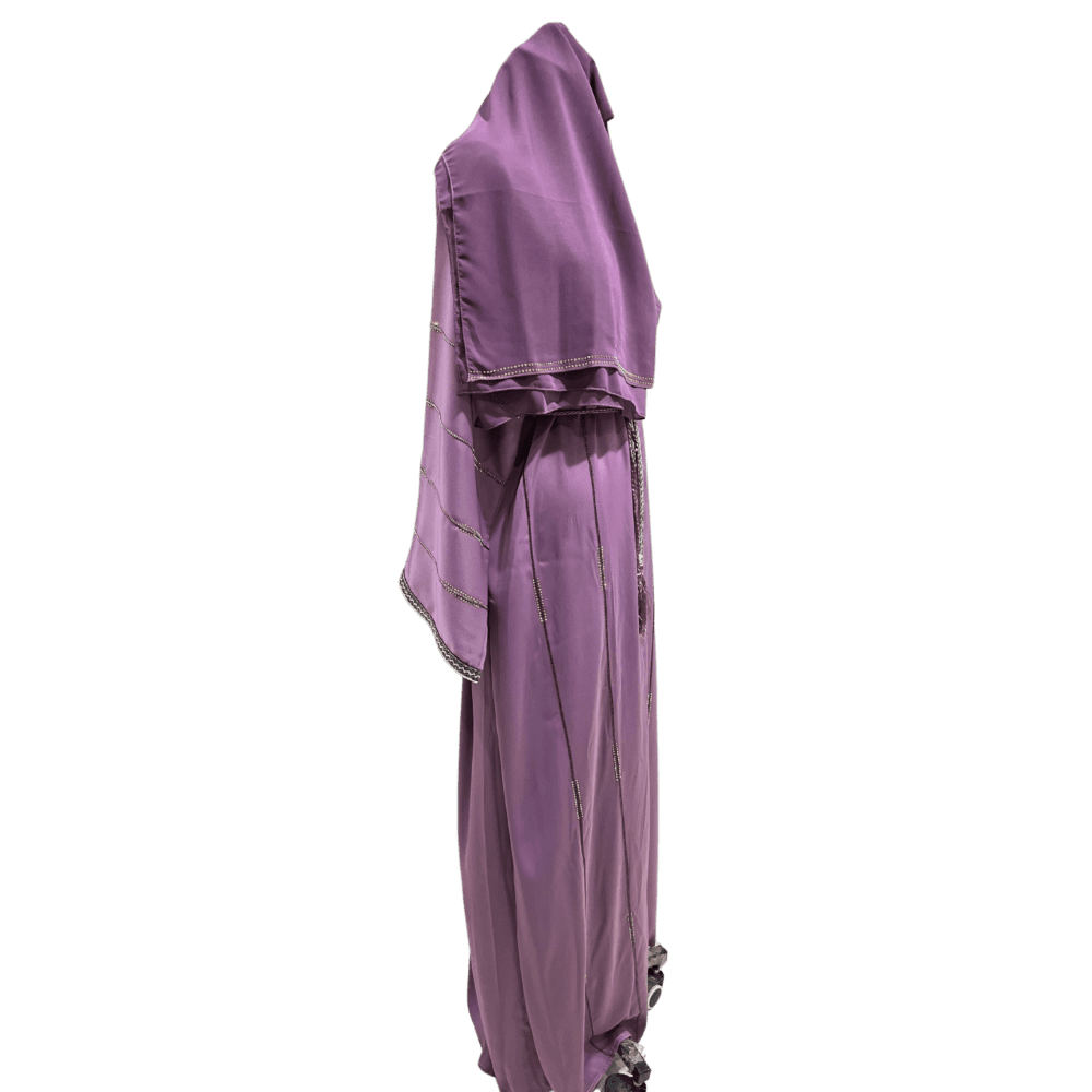 Tick-Tock Abaya with Inner & Stones (With Scarf) - Image 2