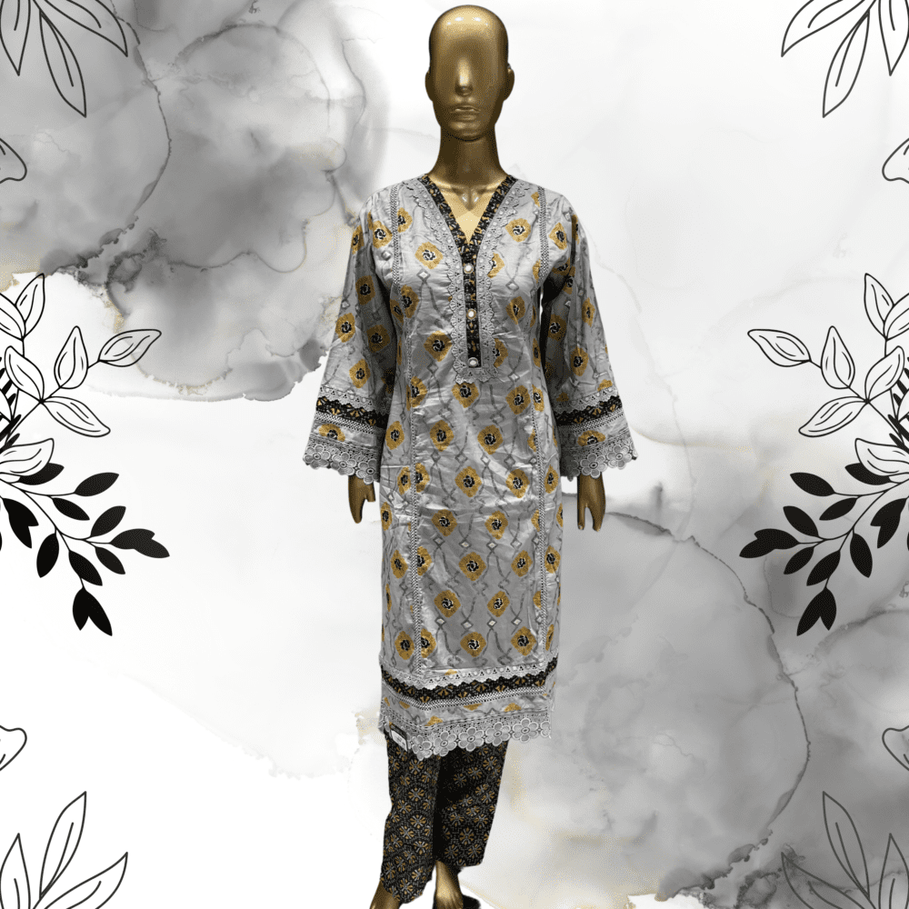 Printed Suit with Lace - Image 2