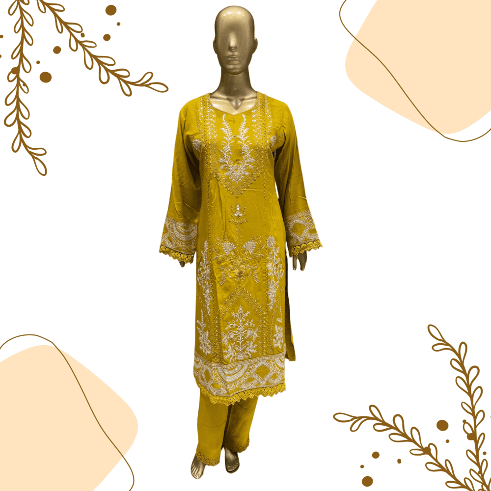 Printed Suit with Embroidery & Lace - Image 2