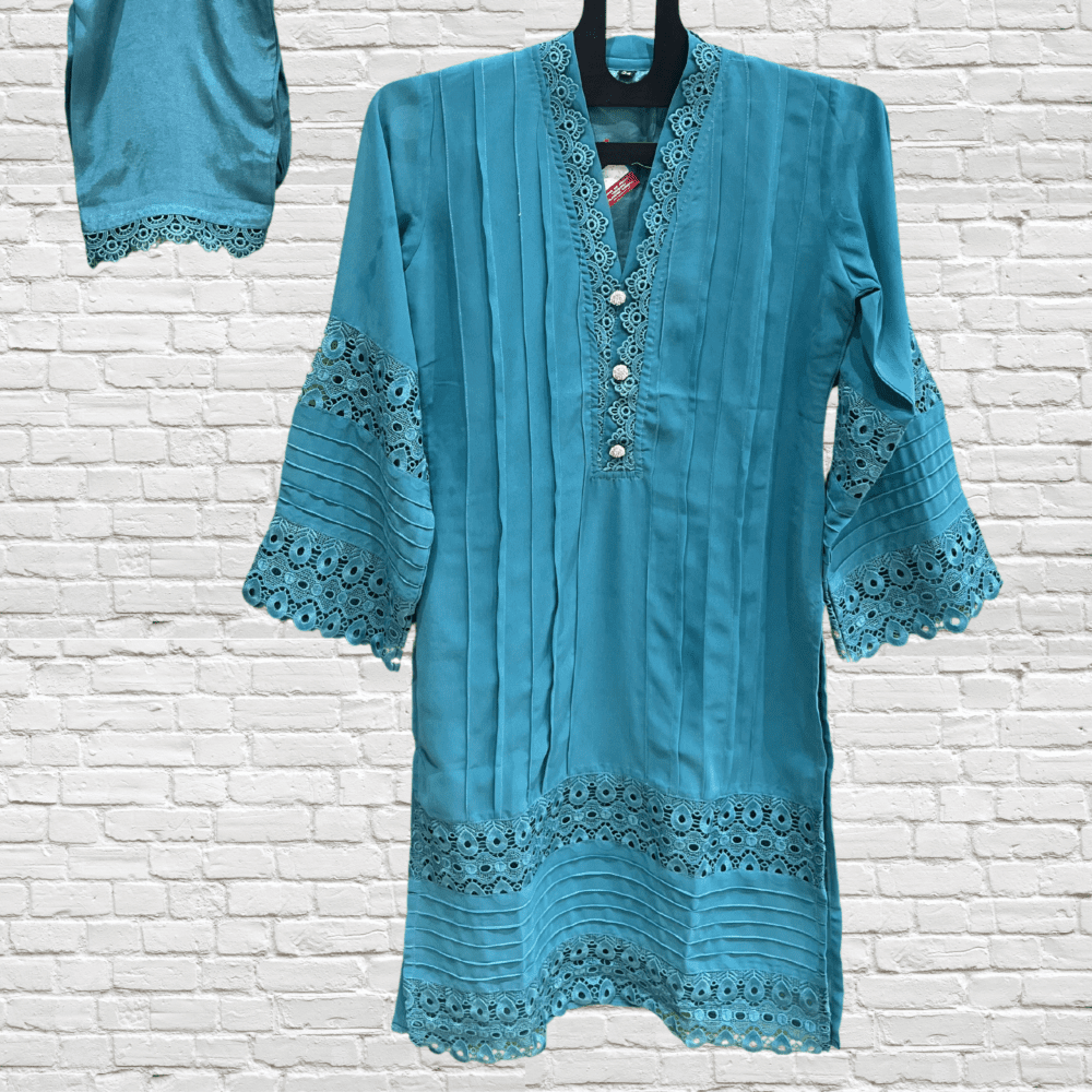 Semi-Party Silk Suit with Cut Work - Image 2