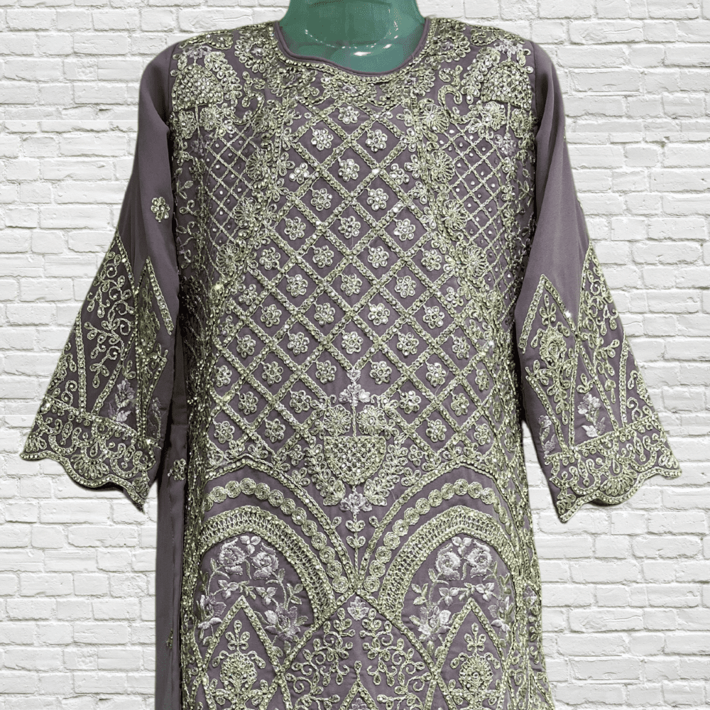 Party Wear Suit with Zari Stone Work - Image 2
