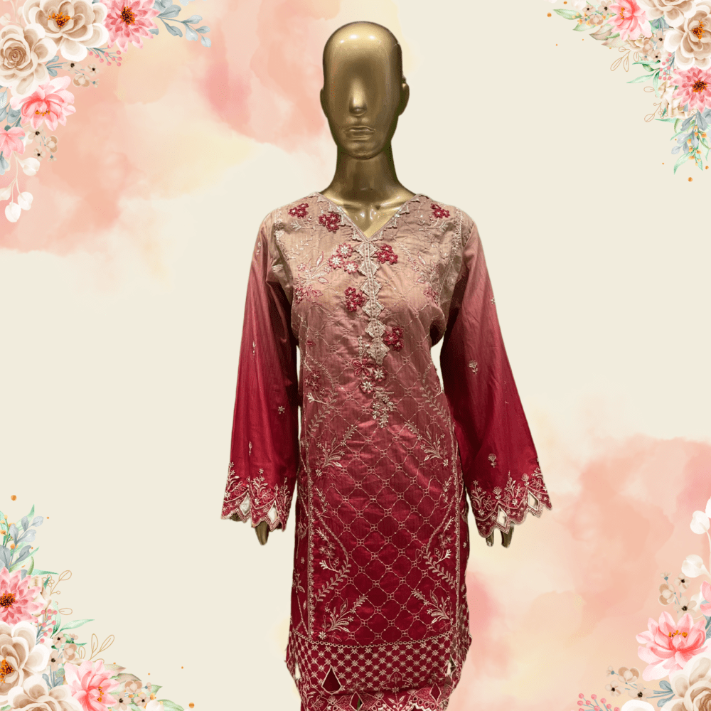 Suit with Zari & Lace Work - Image 2