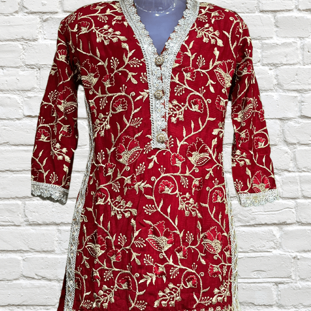 Party Wear Suit with Zari Work Gharara - Image 2
