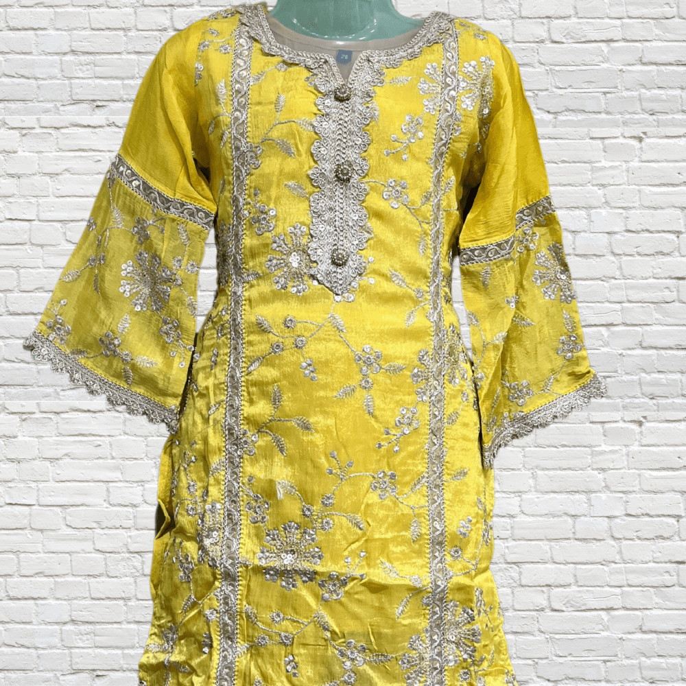 Party Wear Suit with Zari Work & Lace Gharara - Image 2