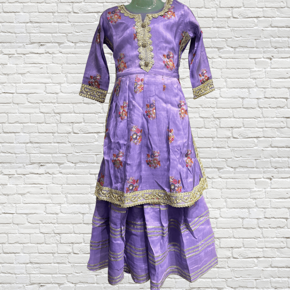 Party Wear Silk Brokett Gharara - Image 2