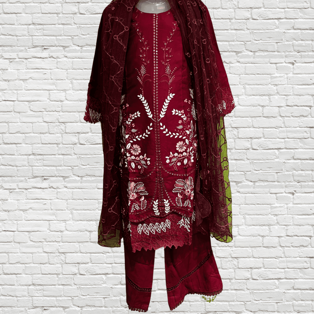Riyan Cotton Pakistani Suit with Embroidery & Dupatta - Image 2