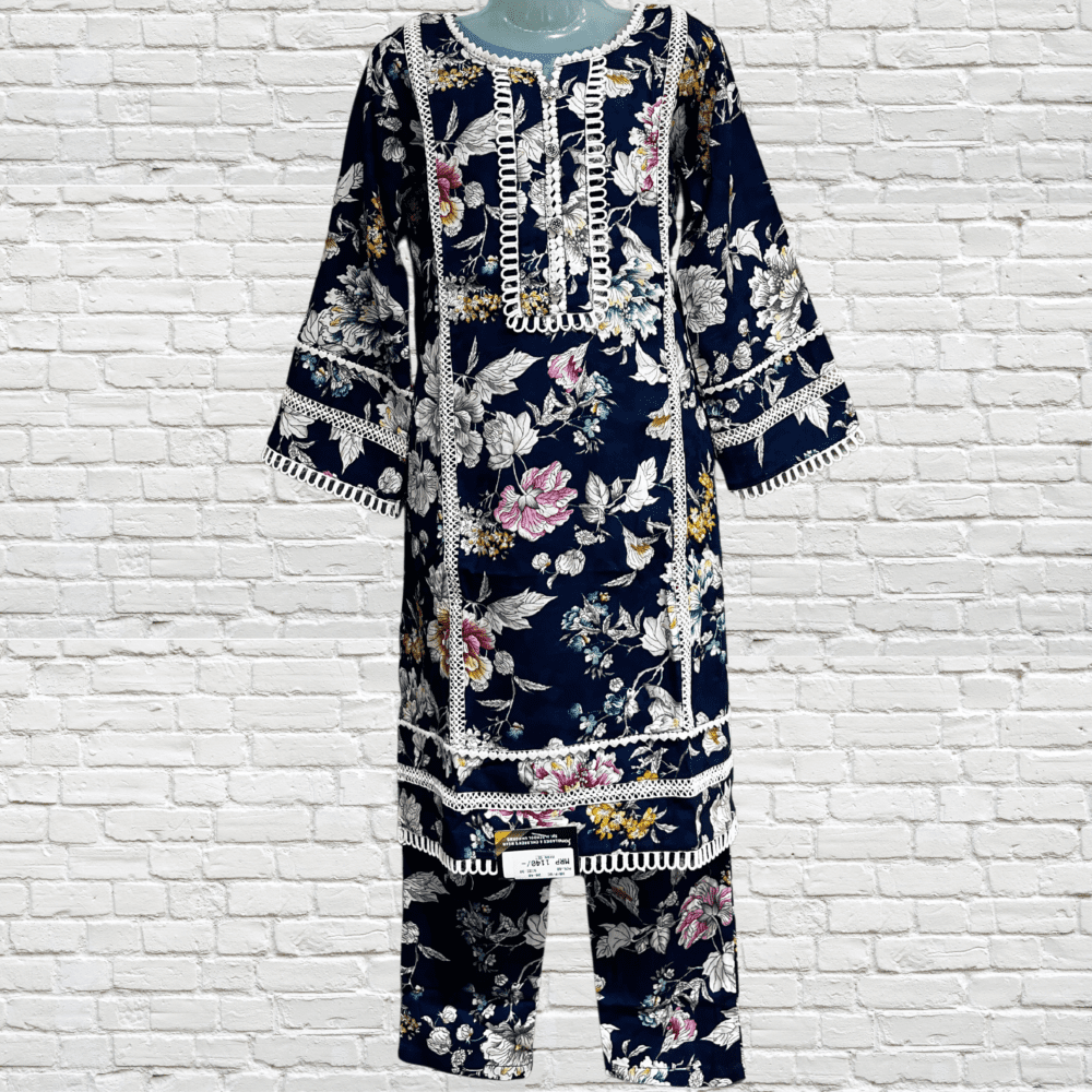 Printed Suit with Lace Work - Image 2