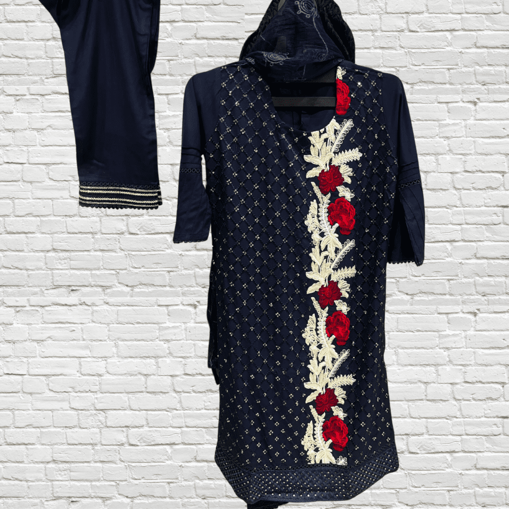Party Wear Pakistani Suit with Thread Work & Embroidery - Image 2